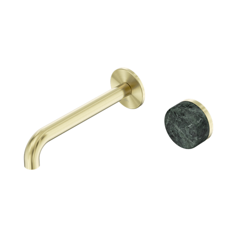Serenity Progressive Wall Basin Mixer 185mm Spout With Verde Alpi Handle - Nero Serenity Collection - Chrome FinishBrushed Gold Finish