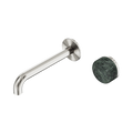 Serenity Progressive Wall Basin Mixer 185mm Spout With Verde Alpi Handle - Nero Serenity Collection - Chrome FinishBrushed Nickel Finish