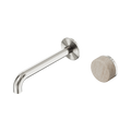 Serenity Progressive Wall Basin Mixer 185mm Spout With Rome Travertine Handle - Nero Serenity Collection - Chrome FinishBrushed Nickel Finish