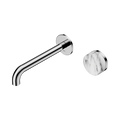 Serenity Progressive Wall Basin Mixer 185mm Spout With Arabescato Corchia Handle - Nero Serenity Collection - Chrome Finish