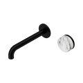 Serenity Progressive Wall Basin Mixer 185mm Spout With Arabescato Corchia Handle - Nero Serenity Collection - Chrome FinishMatte Black Finish