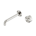 Serenity Progressive Wall Basin Mixer 185mm Spout With Metal Handle - Nero Serenity Collection - Chrome FinishBrushed Nickel Finish