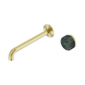 Serenity Progressive Wall Basin Mixer 220mm Spout With Verde Alpi Handle - Nero Serenity Collection - Chrome FinishBrushed Gold Finish