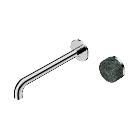 Serenity Progressive Wall Basin Mixer 220mm Spout With Verde Alpi Handle - Nero Serenity Collection - Chrome Finish