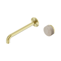 Serenity Progressive Wall Basin Mixer 220mm Spout With Rome Travertine Handle - Nero Serenity Collection - Chrome FinishBrushed Gold Finish