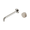 Serenity Progressive Wall Basin Mixer 220mm Spout With Rome Travertine Handle - Nero Serenity Collection - Chrome FinishBrushed Nickel Finish