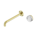 Serenity Progressive Wall Basin Mixer 220mm Spout With Arabescato Corchia Handle - Nero Serenity Collection - Chrome FinishBrushed Gold Finish