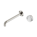 Serenity Progressive Wall Basin Mixer 220mm Spout With Arabescato Corchia Handle - Nero Serenity Collection - Chrome FinishBrushed Nickel Finish