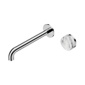 Serenity Progressive Wall Basin Mixer 220mm Spout With Arabescato Corchia Handle - Nero Serenity Collection - Chrome Finish