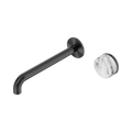 Serenity Progressive Wall Basin Mixer 220mm Spout With Arabescato Corchia Handle - Nero Serenity Collection - Chrome FinishGun Metal Finish