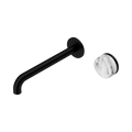 Serenity Progressive Wall Basin Mixer 220mm Spout With Arabescato Corchia Handle - Nero Serenity Collection - Chrome FinishMatte Black Finish