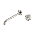 Serenity Progressive Wall Basin Mixer 220mm Spout With Metal Handle - Nero Serenity Collection - Chrome FinishBrushed Nickel Finish