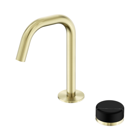 Serenity Progressive Basin Mixer Edge Spout With Marquina Black Handle - Nero Serenity Collection - Chrome FinishBrushed Gold Finish
