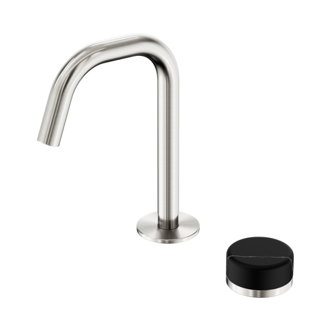 Serenity Progressive Basin Mixer Edge Spout With Marquina Black Handle - Nero Serenity Collection - Chrome FinishBrushed Nickel Finish