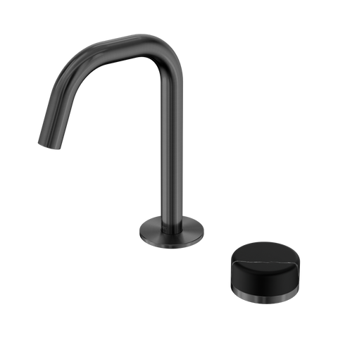 Serenity Progressive Basin Mixer Edge Spout With Marquina Black Handle - Nero Serenity Collection - Chrome FinishGun Metal Finish