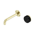 Serenity Progressive Wall Basin Mixer 160mm Spout With Marquina Black Handle - Nero Serenity Collection - Chrome FinishBrushed Gold Finish