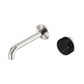 Serenity Progressive Wall Basin Mixer 160mm Spout With Marquina Black Handle - Nero Serenity Collection - Chrome FinishBrushed Nickel Finish