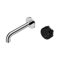 Serenity Progressive Wall Basin Mixer 160mm Spout With Marquina Black Handle - Nero Serenity Collection - Chrome Finish