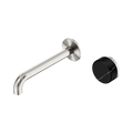 Serenity Progressive Wall Basin Mixer 185mm Spout With Marquina Black Handle - Nero Serenity Collection - Chrome FinishBrushed Nickel Finish
