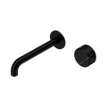 Serenity Progressive Wall Basin Mixer 185mm Spout With Marquina Black Handle - Nero Serenity Collection - Chrome FinishMatte Black Finish