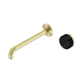 Serenity Progressive Wall Basin Mixer 220mm Spout With Marquina Black Handle - Nero Serenity Collection - Chrome FinishBrushed Gold Finish