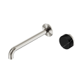 Serenity Progressive Wall Basin Mixer 220mm Spout With Marquina Black Handle - Nero Serenity Collection - Chrome FinishBrushed Nickel Finish