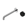 Serenity Progressive Wall Basin Mixer 220mm Spout With Marquina Black Handle - Nero Serenity Collection - Chrome Finish