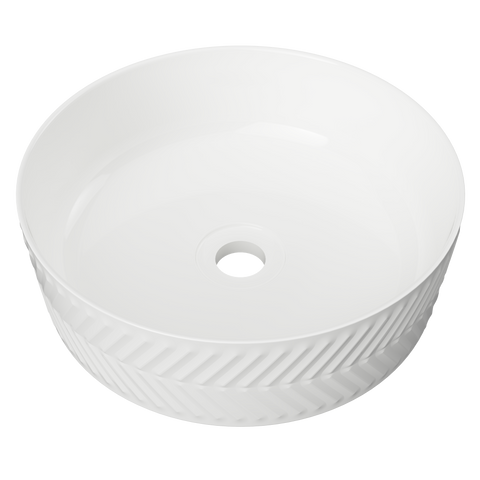 Allure Arrow Ceramic Basin 360mm-Basins-Timberline-White Gloss-place-and-palette