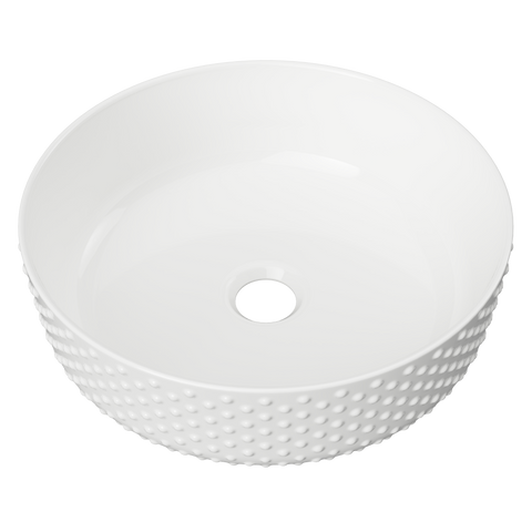 Allure Dimple Ceramic Basin 360mm-Basins-Timberline-White Gloss-place-and-palette