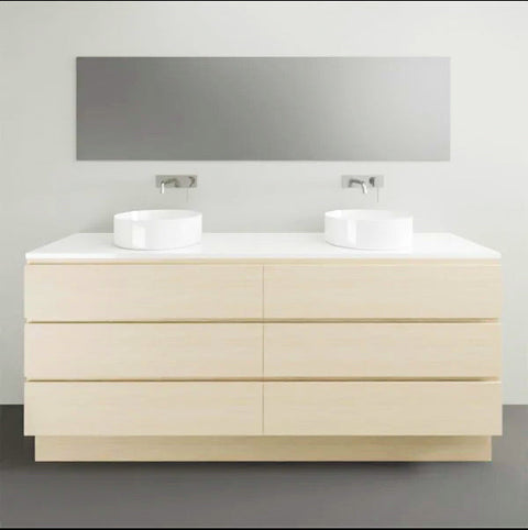 Ashton Floor Standing Vanity with Silksurface Top & White Gloss Above Counter Basin-Vanities-Timberline-L 1800mm Double Bowl-place-and-palette