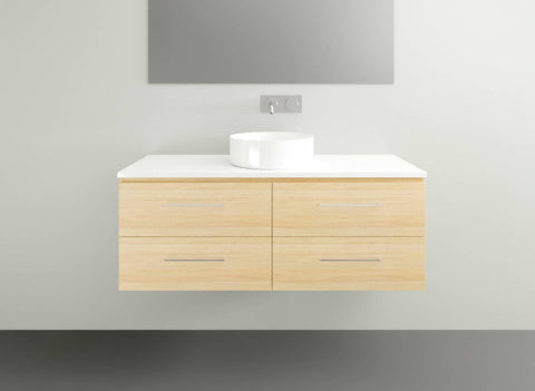 Ashton Wall Hung Vanity with Silk Surface Top & Basin-Vanities-Timberline-L 1200mm Centre Bowl-place-and-palette