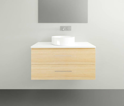 Ashton Wall Hung Vanity with Silk Surface Top & Basin-Vanities-Timberline-L 750mm Centre Bowl-place-and-palette