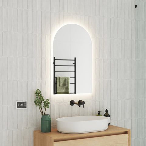 Mirrors Thermogroup Backlit Arch Mirror Colour: Cool Light Place & Palette