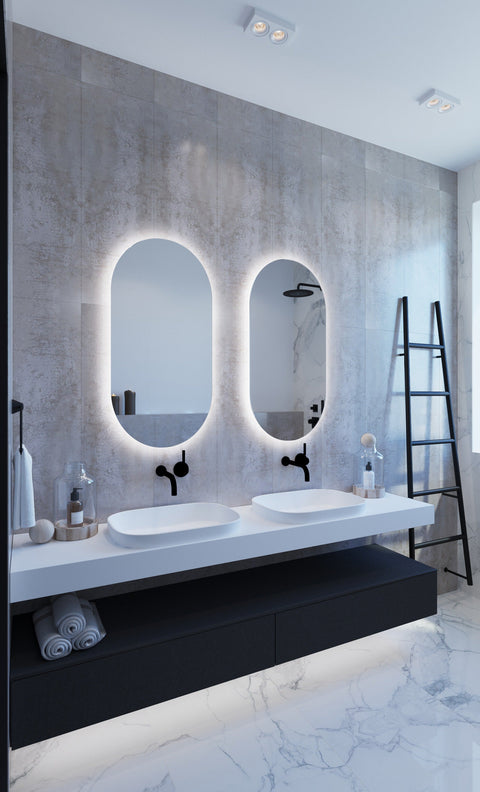 Mirrors Thermogroup Backlit Pill Shape Mirror Colour: Cool Light Place & Palette