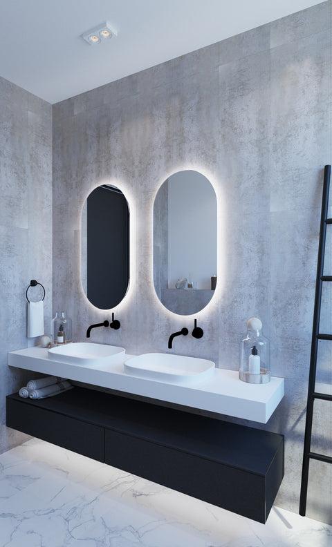 Mirrors Thermogroup Backlit Pill Shape Mirror Colour: Cool Light Place & Palette