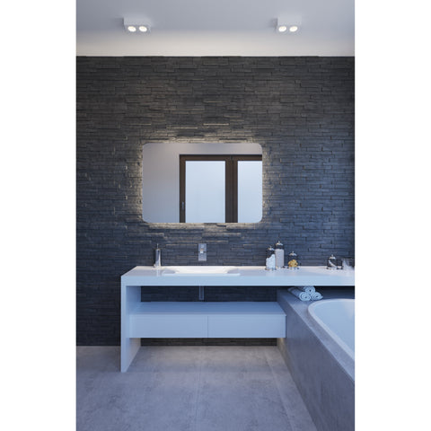 Mirrors Thermogroup Backlit Rectangle Mirror with Curved Corners Place & Palette