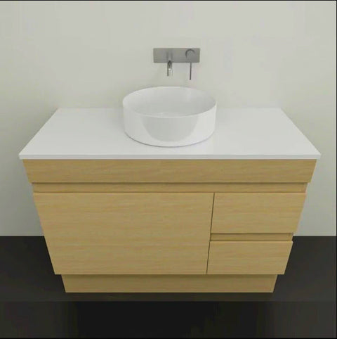 Bargo Floor Standing Vanity with Silksurface Top & White Gloss Above Counter Basin-Vanities-Timberline-L 1050mm Centre Bowl-place-and-palette