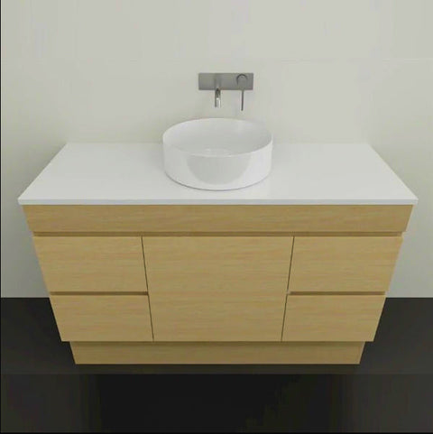 Bargo Floor Standing Vanity with Silksurface Top & White Gloss Above Counter Basin-Vanities-Timberline-L 1200mm Centre Bowl-place-and-palette