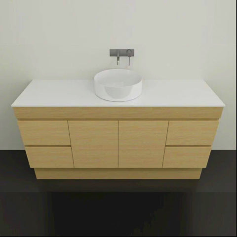 Bargo Floor Standing Vanity with Silksurface Top & White Gloss Above Counter Basin-Vanities-Timberline-L 1500mm Centre Bowl-place-and-palette