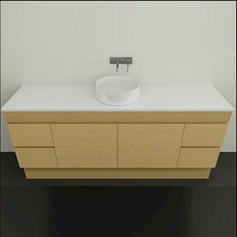 Bargo Floor Standing Vanity with Silksurface Top & White Gloss Above Counter Basin-Vanities-Timberline-L 1800mm Centre Bowl-place-and-palette