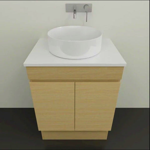 Bargo Floor Standing Vanity with Silksurface Top & White Gloss Above Counter Basin-Vanities-Timberline-L 600mm Centre Bowl-place-and-palette