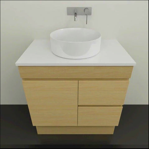 Bargo Floor Standing Vanity with Silksurface Top & White Gloss Above Counter Basin-Vanities-Timberline-L 750mm Centre Bowl-place-and-palette