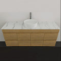 Vanities Timberline Bargo Wall Hung Vanity with Silksurface Top & White Gloss Above Counter Basin Size: 1500mm Centre Bowl Place & Palette