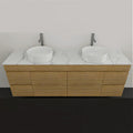 Vanities Timberline Bargo Wall Hung Vanity with Silksurface Top & White Gloss Above Counter Basin Size: 1800mm Double Bowl Place & Palette