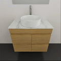 Vanities Timberline Bargo Wall Hung Vanity with Silksurface Top & White Gloss Above Counter Basin Size: 750mm Centre Bowl Place & Palette