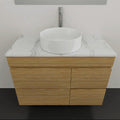 Vanities Timberline Bargo Wall Hung Vanity with Silksurface Top & White Gloss Above Counter Basin Size: 900mm Centre Bowl Place & Palette