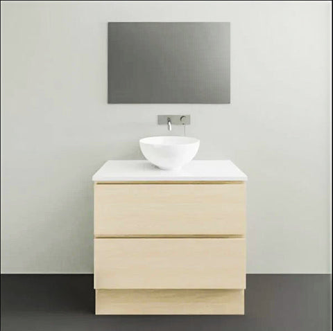 Billie Floor Standing Vanity with Silksurface Top & White Gloss Above Counter Basin-Vanities-Timberline-L 750mm Centre Bowl-place-and-palette