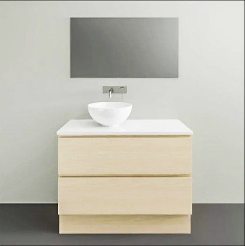 Billie Floor Standing Vanity with Silksurface Top & White Gloss Above Counter Basin-Vanities-Timberline-L 900mm Left-hand Offset Bowl-place-and-palette