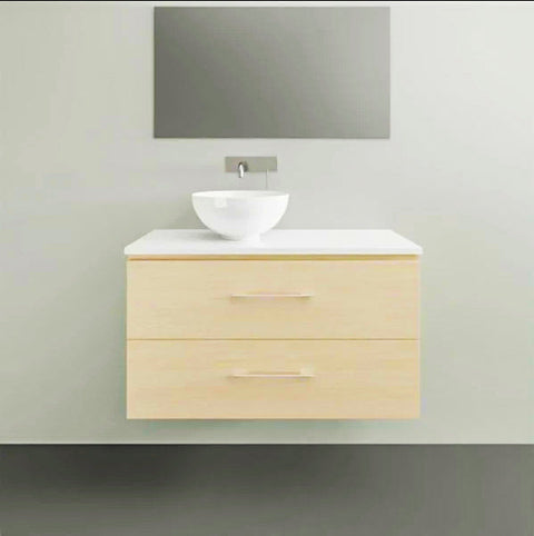 Billie Wall Hung Vanity with Silksurface Top & White Gloss Above Counter Basin-Vanities-Timberline-L 900mm Left-hand Offset Bowl-place-and-palette