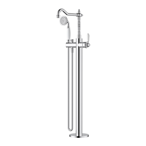 Tapware Modern National Bordeaux Freestanding Bath Mixer Colour: Electroplated Chrome Style: With Handshower Place & Palette